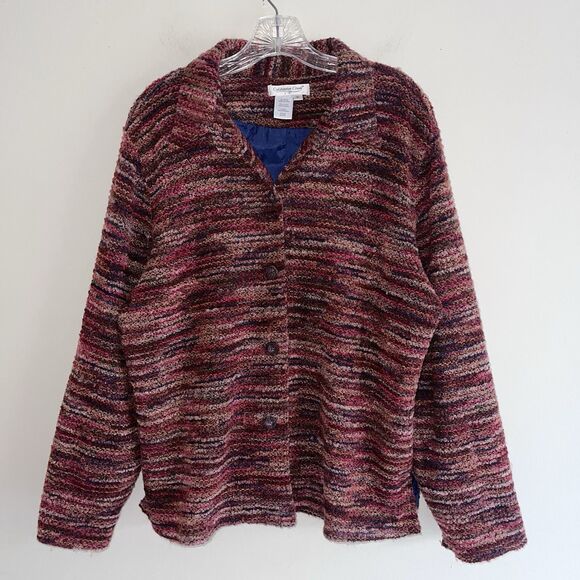 Coldwater Creek Tweed Shacket Size XL Womens Long Sleeve Red Fall Tones - Picture 2 of 12